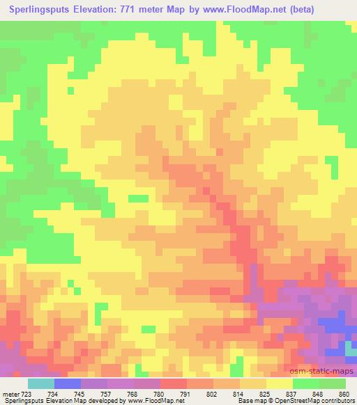 Sperlingsputs,Namibia Elevation Map