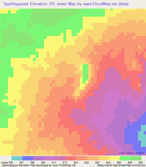 Sperlingsputs,Namibia Elevation Map