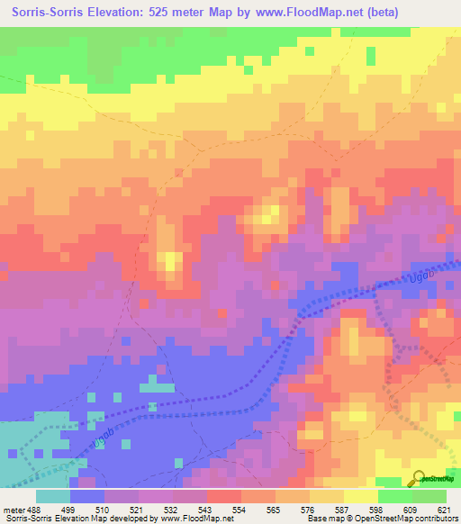 Sorris-Sorris,Namibia Elevation Map