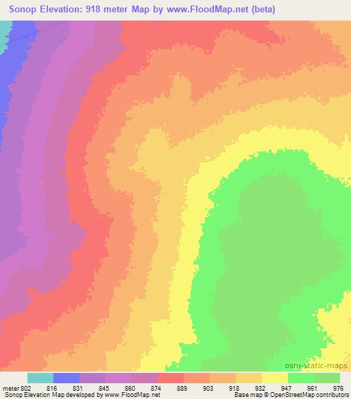 Sonop,Namibia Elevation Map