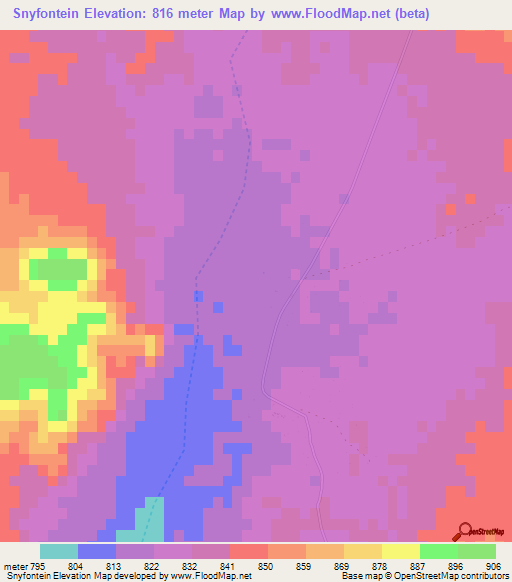 Snyfontein,Namibia Elevation Map