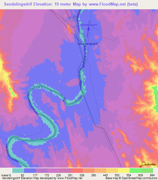 Sendelingsdrif,Namibia Elevation Map