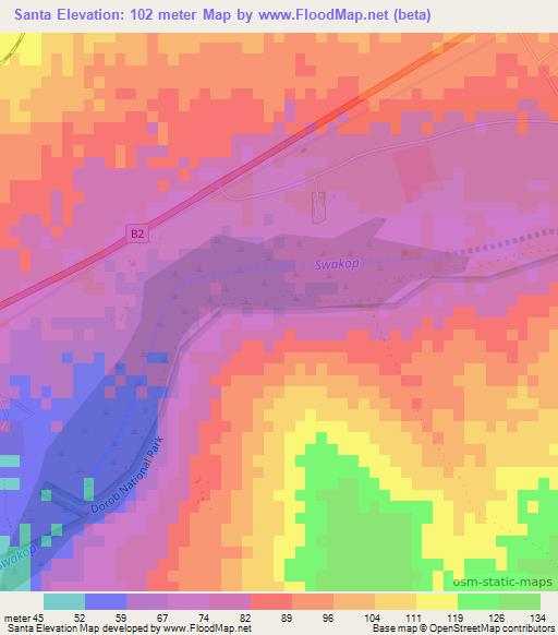 Santa,Namibia Elevation Map