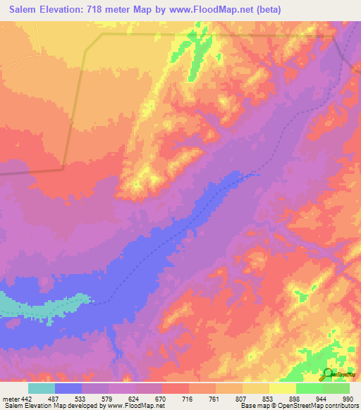 Salem,Namibia Elevation Map