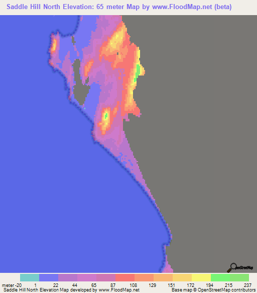 Saddle Hill North,Namibia Elevation Map