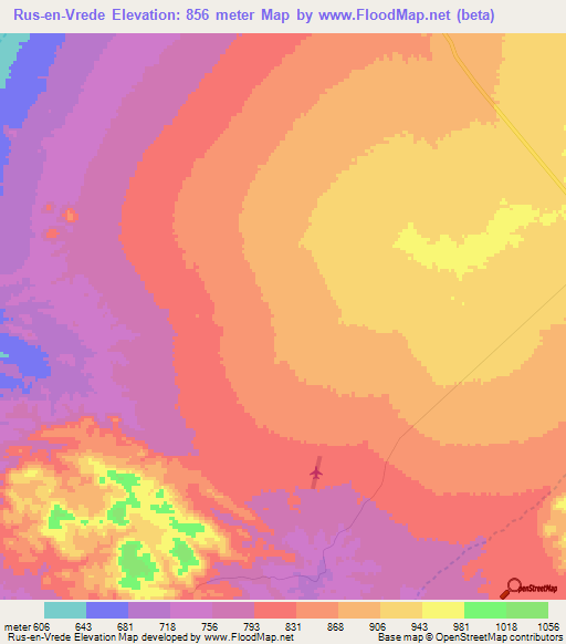 Rus-en-Vrede,Namibia Elevation Map