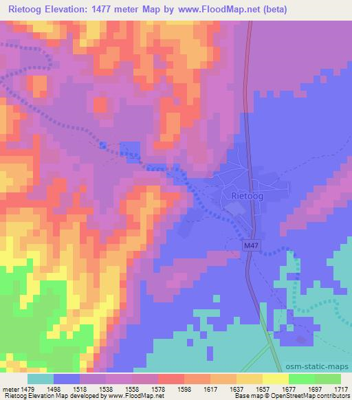 Rietoog,Namibia Elevation Map
