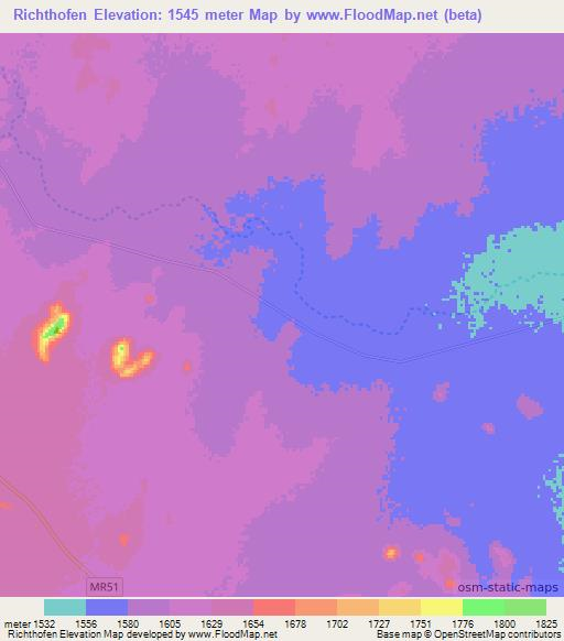 Richthofen,Namibia Elevation Map