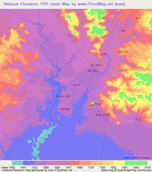 Habenat,Eritrea Elevation Map