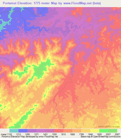 Portsmut,Namibia Elevation Map