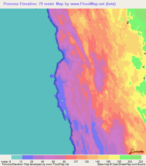 Pomona,Namibia Elevation Map