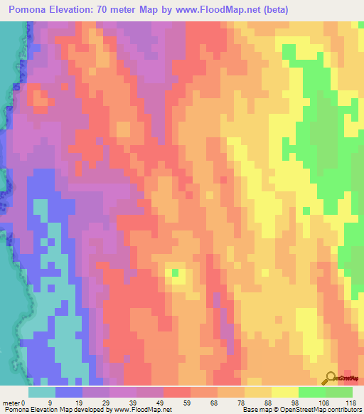 Pomona,Namibia Elevation Map