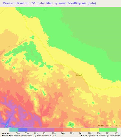 Pionier,Namibia Elevation Map
