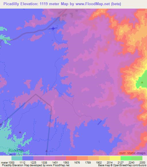 Picadilly,Namibia Elevation Map