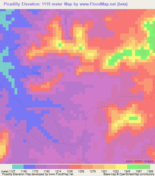 Picadilly,Namibia Elevation Map