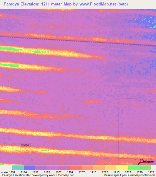 Paradys,Namibia Elevation Map