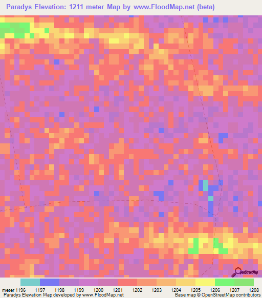 Paradys,Namibia Elevation Map