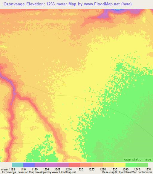 Ozonvanga,Namibia Elevation Map