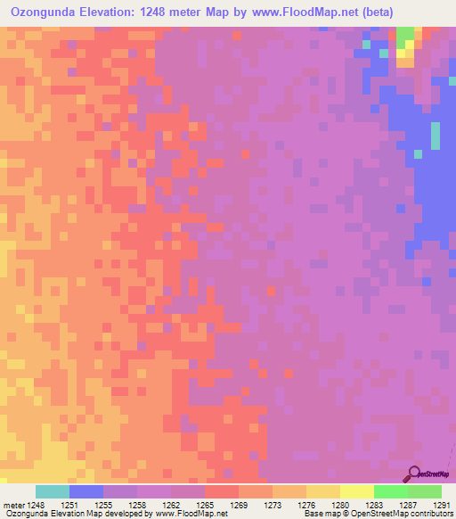 Ozongunda,Namibia Elevation Map