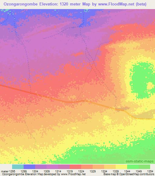 Ozongarongombe,Namibia Elevation Map