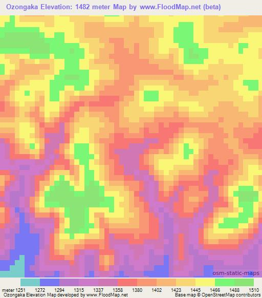 Ozongaka,Namibia Elevation Map