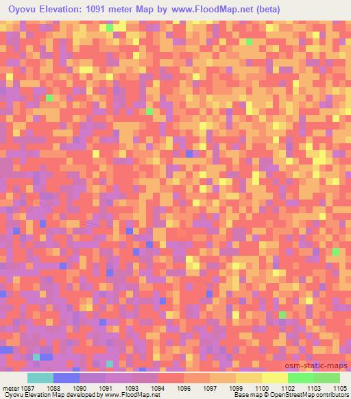 Oyovu,Namibia Elevation Map