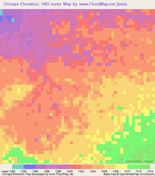 Ovivapa,Namibia Elevation Map