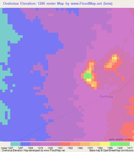 Ovehotua,Namibia Elevation Map