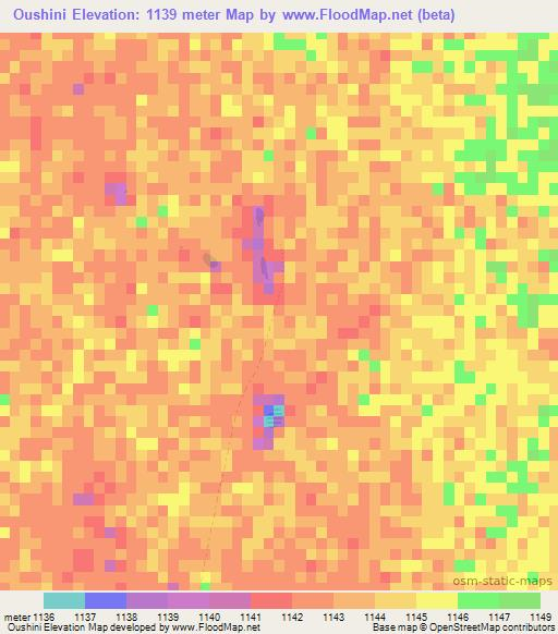 Oushini,Namibia Elevation Map