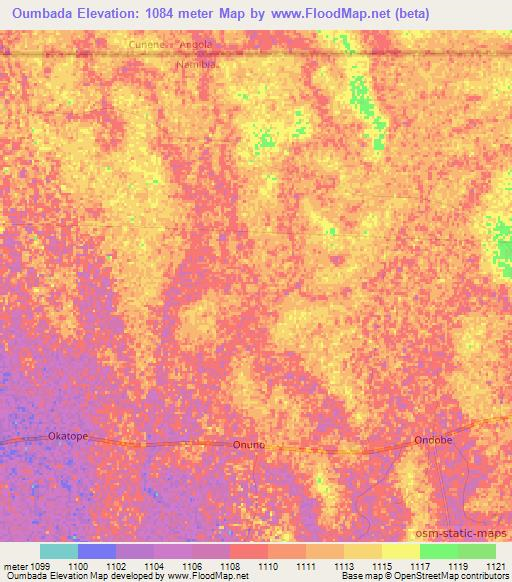 Oumbada,Namibia Elevation Map