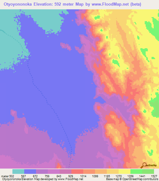 Otyoyononoka,Namibia Elevation Map