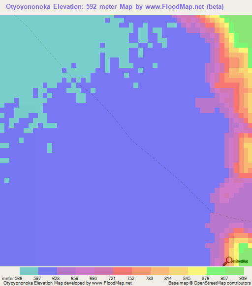 Otyoyononoka,Namibia Elevation Map