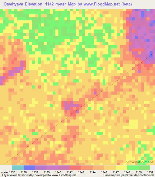 Otyaityava,Namibia Elevation Map