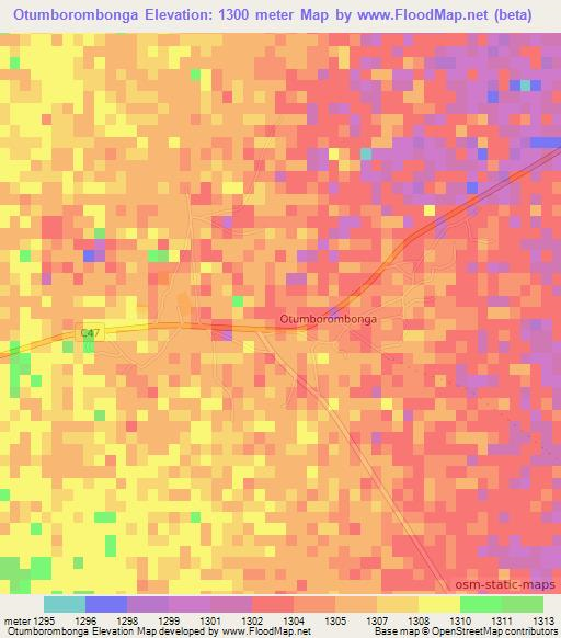Otumborombonga,Namibia Elevation Map