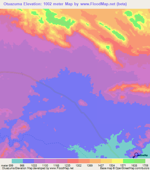 Otuazuma,Namibia Elevation Map