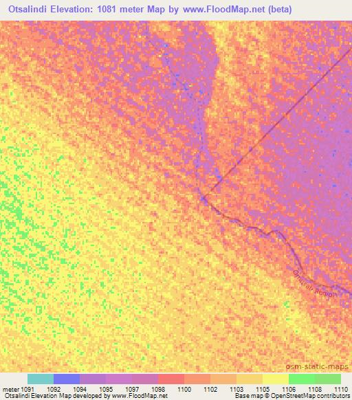 Otsalindi,Namibia Elevation Map
