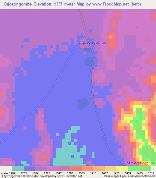 Otjozongombe,Namibia Elevation Map