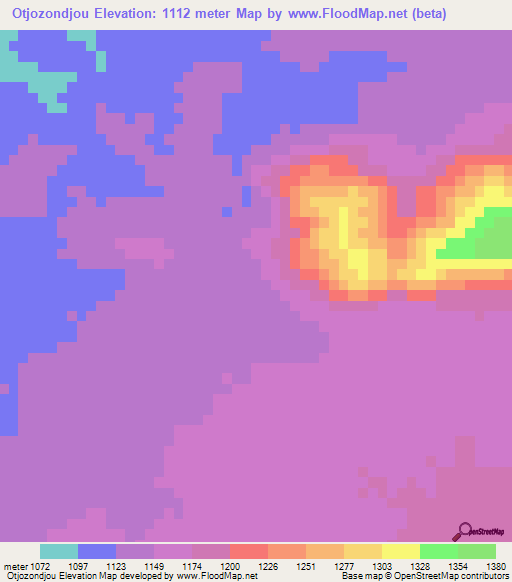 Otjozondjou,Namibia Elevation Map
