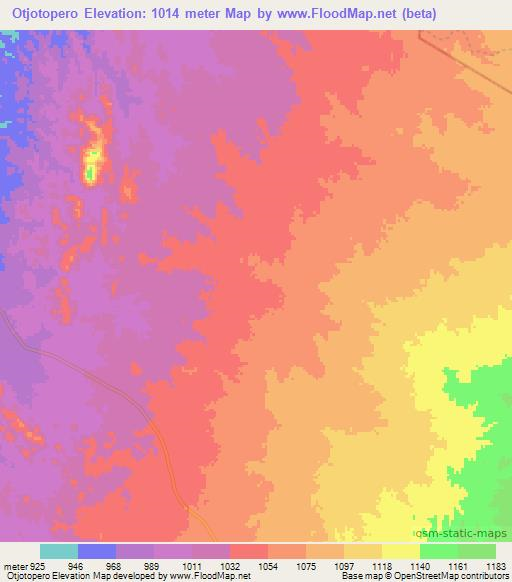 Otjotopero,Namibia Elevation Map
