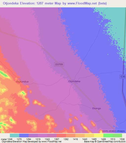 Otjondeka,Namibia Elevation Map