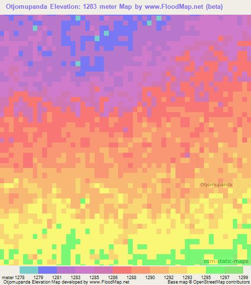 Otjomupanda,Namibia Elevation Map