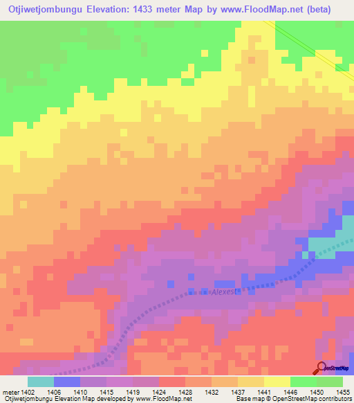 Otjiwetjombungu,Namibia Elevation Map