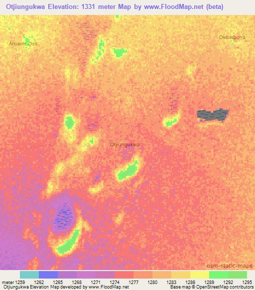 Otjiungukwa,Namibia Elevation Map