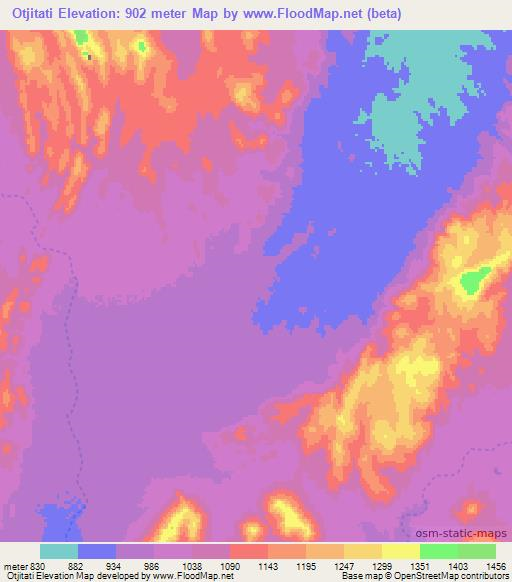 Otjitati,Namibia Elevation Map