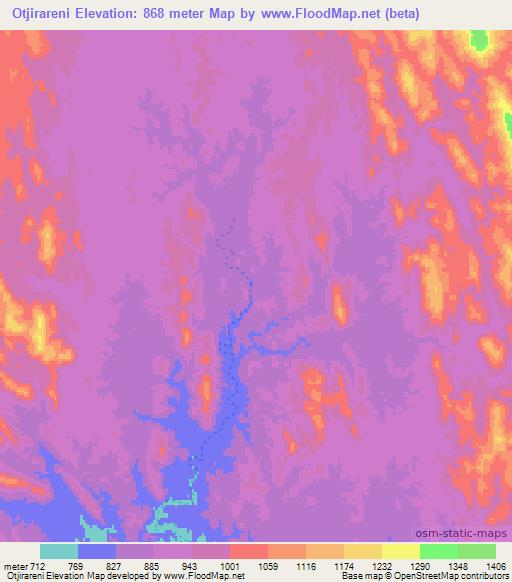 Otjirareni,Namibia Elevation Map