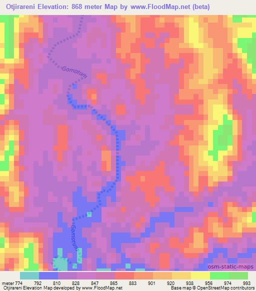 Otjirareni,Namibia Elevation Map
