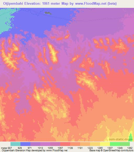 Otjipembahi,Namibia Elevation Map