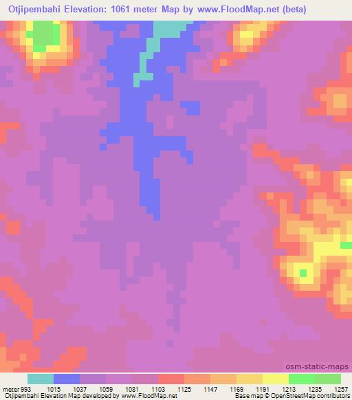 Otjipembahi,Namibia Elevation Map