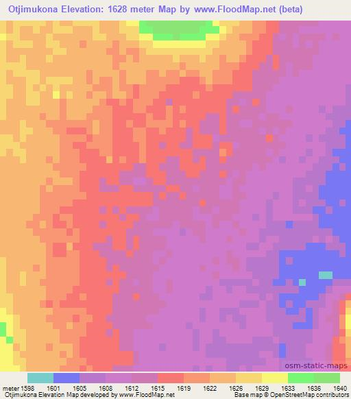 Otjimukona,Namibia Elevation Map