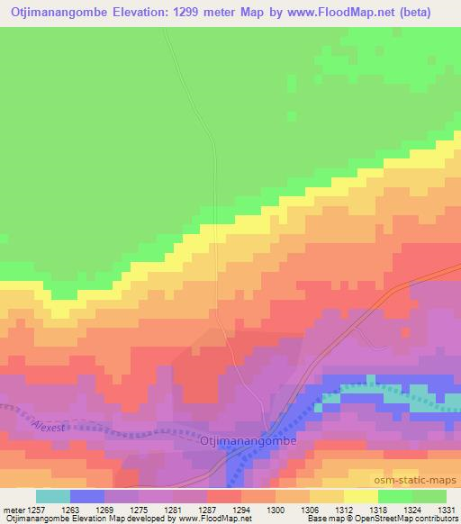 Otjimanangombe,Namibia Elevation Map